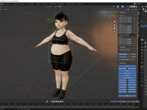 Fat Woman stylized girl cartoon Female 3D 모델
