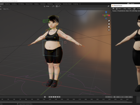 Fat Woman stylized girl cartoon Female 3D 모델
