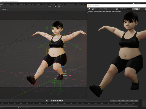 Fat Woman stylized girl cartoon Female 3D 모델