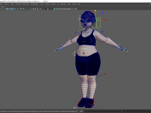 Fat Woman stylized girl cartoon Female 3D 모델