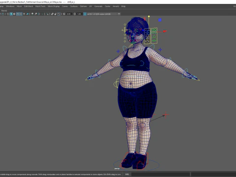 Fat Woman stylized girl cartoon Female 3D Model