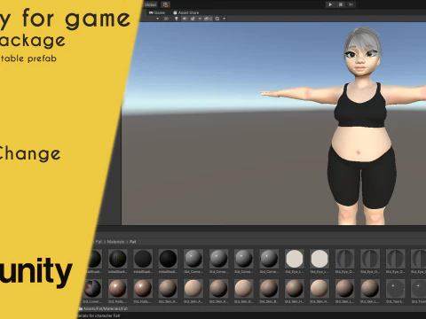 Fat Woman stylized girl cartoon Female 3D Model