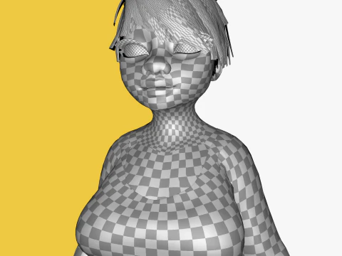 Fat Woman stylized girl cartoon Female 3D Model