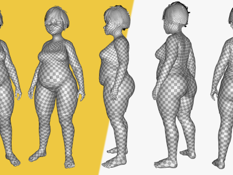 Fat Woman stylized girl cartoon Female 3D 모델