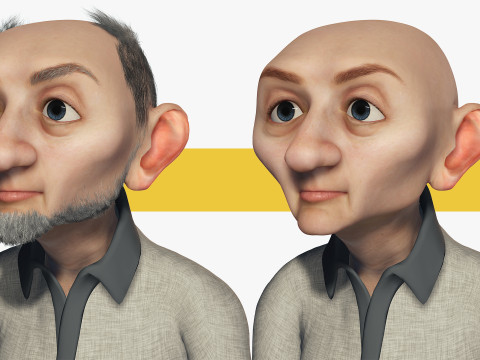 Old Man cartoon character RealTime Male 3D 模型