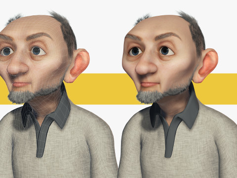 Old Man cartoon character RealTime Male 3D 模型