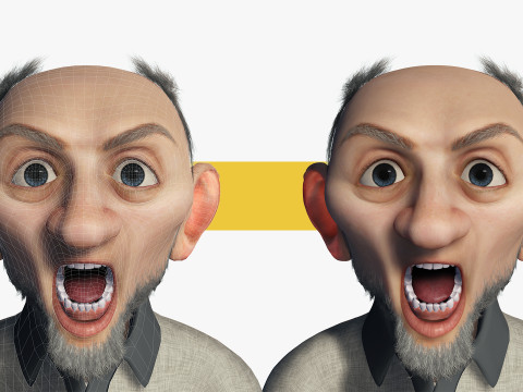 Old Man cartoon character RealTime Male 3D 模型