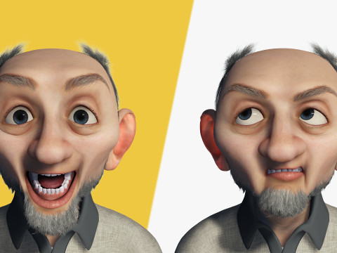 Old Man cartoon character RealTime Male 3D 模型