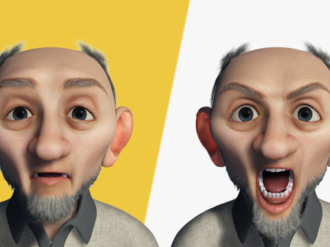 Old Man cartoon character RealTime Male 3D 模型