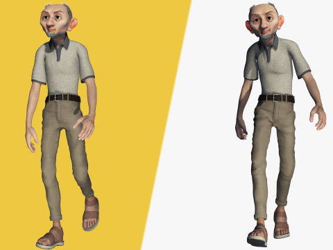 Old Man cartoon character RealTime Male 3D 模型