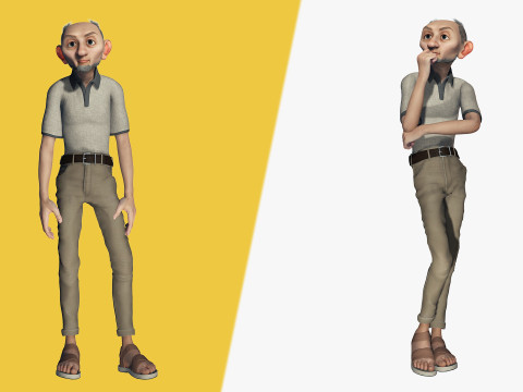 Old Man cartoon character RealTime Male 3D 模型