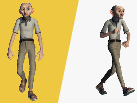 Old Man cartoon character RealTime Male 3D 模型