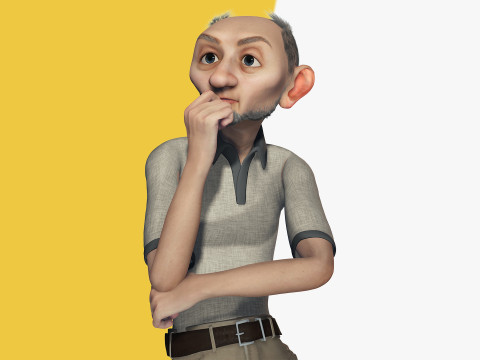 Old Man cartoon character RealTime Male 3D 模型
