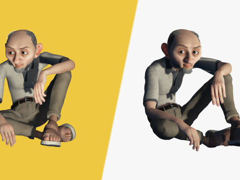 Old Man cartoon character RealTime Male 3D 模型