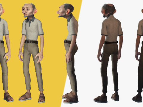 Old Man cartoon character RealTime Male 3D 模型