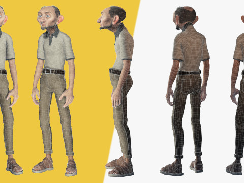 Old Man cartoon character RealTime Male 3D 模型