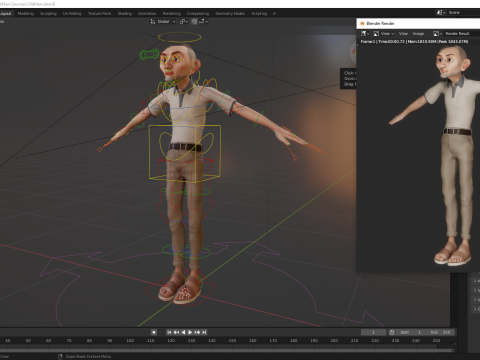 Old Man cartoon character RealTime Male 3D 模型