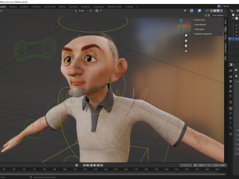 Old Man cartoon character RealTime Male 3D 模型