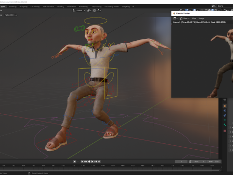 Old Man cartoon character RealTime Male 3D 模型
