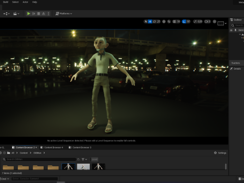 Old Man cartoon character RealTime Male 3D 模型