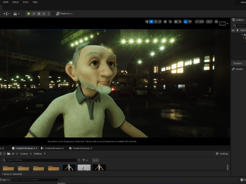 Old Man cartoon character RealTime Male 3D 模型