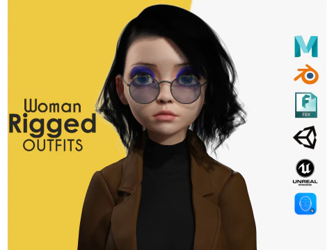 प्रतिष्ठा यथार्थवादी शैली वाला कार्टून महिला 3D मॉडल