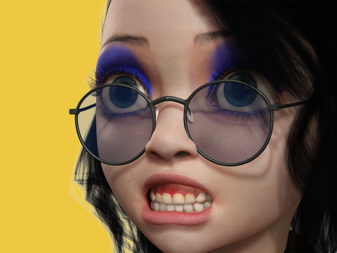 Prestige Realistic stylized cartoon Female Modello 3D