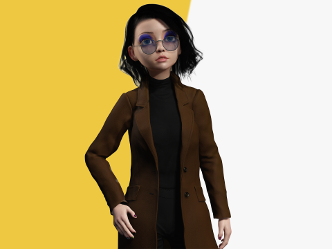 Prestige Realistic stylized cartoon Female Modello 3D