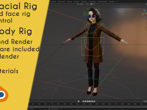 Prestige Realistic stylized cartoon Female Modello 3D