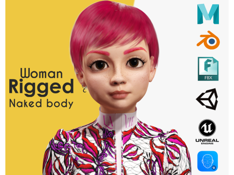 Red Realistic stylized cartoon Female 3D Модель