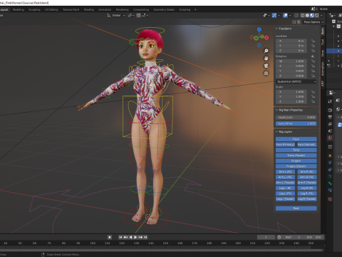 Red Realistic stylized cartoon Female 3Dモデル