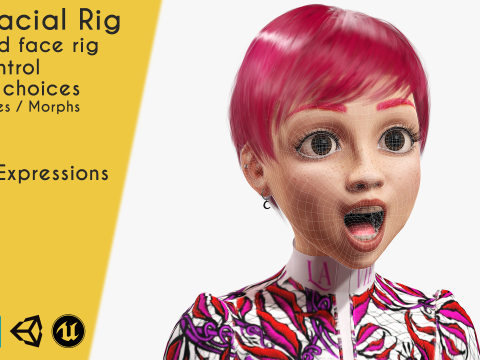 Red Realistic stylized cartoon Female 3Dモデル