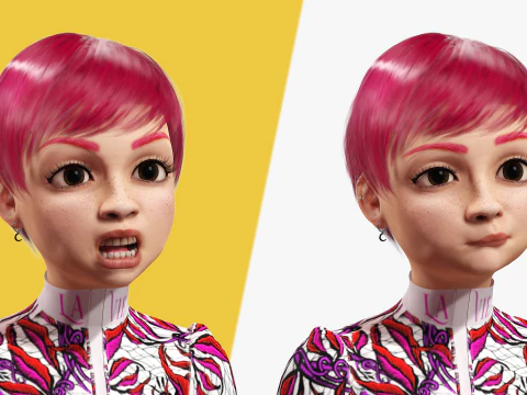Red Realistic stylized cartoon Female 3D Model