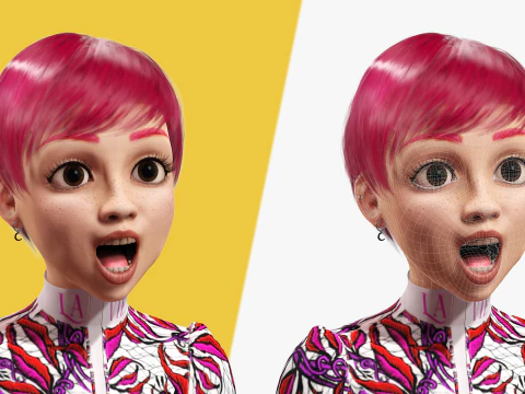 Red Realistic stylized cartoon Female 3D Model