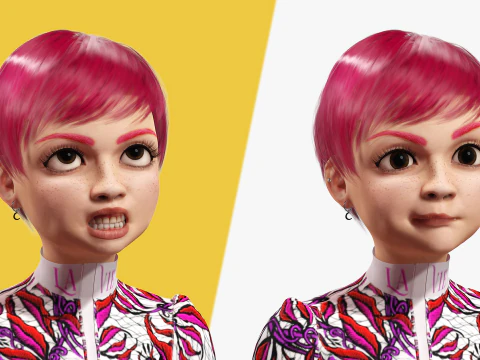 Red Realistic stylized cartoon Female 3D Model