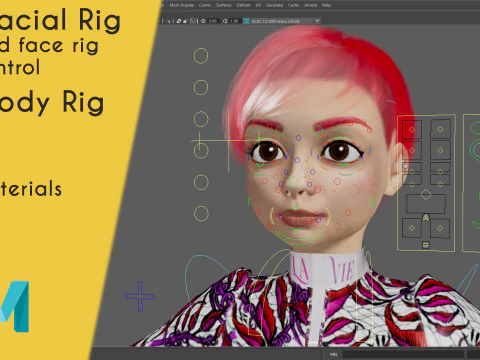 Red Realistic stylized cartoon Female 3D Model