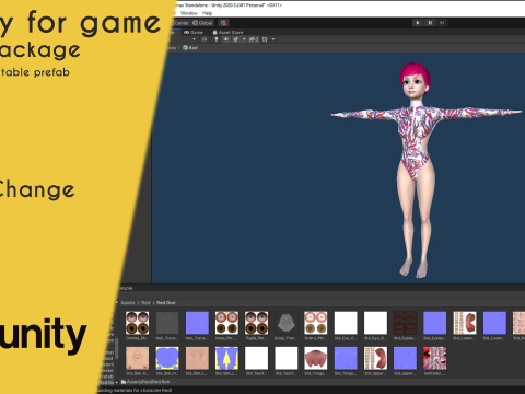 Red Realistic stylized cartoon Female 3Dモデル