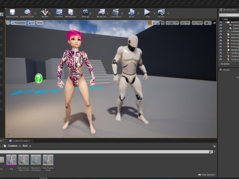 Red Realistic stylized cartoon Female 3Dモデル