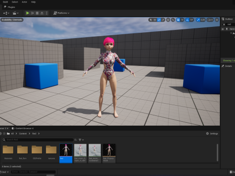 Red Realistic stylized cartoon Female 3Dモデル