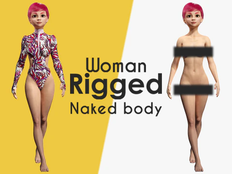 Red Realistic stylized cartoon Female 3D Model