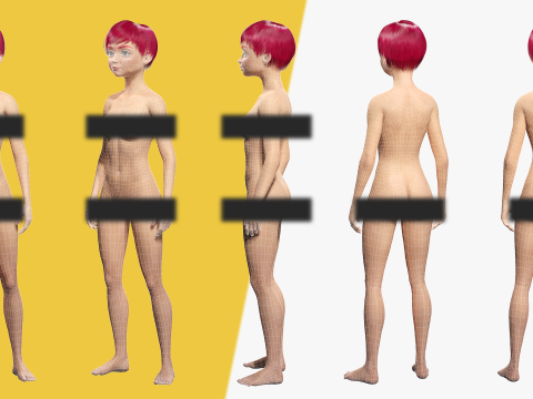 Red Realistic stylized cartoon Female 3Dモデル