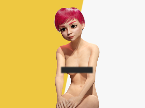 Red Realistic stylized cartoon Female 3Dモデル
