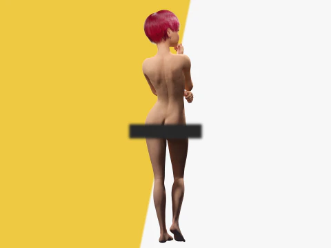 Red Realistic stylized cartoon Female 3D Model