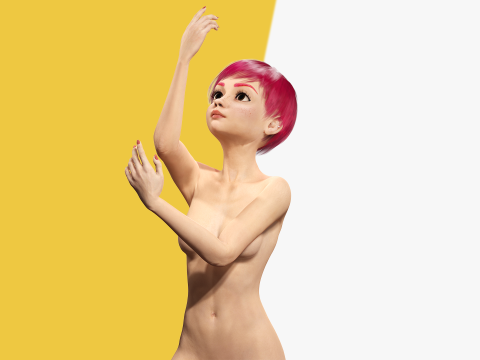 Red Realistic stylized cartoon Female 3Dモデル