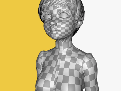 Red Realistic stylized cartoon Female 3D Model