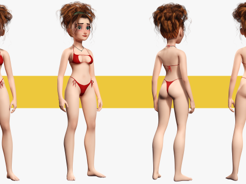 Woman Bikini Rigged Character 3D Model