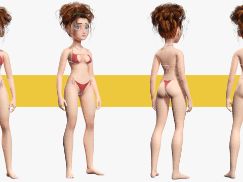 Woman Bikini Rigged Character 3D Model