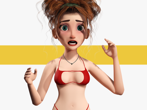 Woman Bikini Rigged Character 3D Model