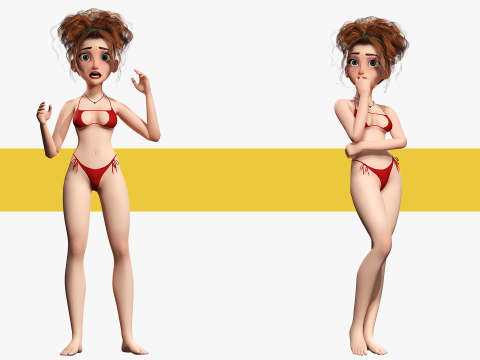 Woman Bikini Rigged Character 3D Model