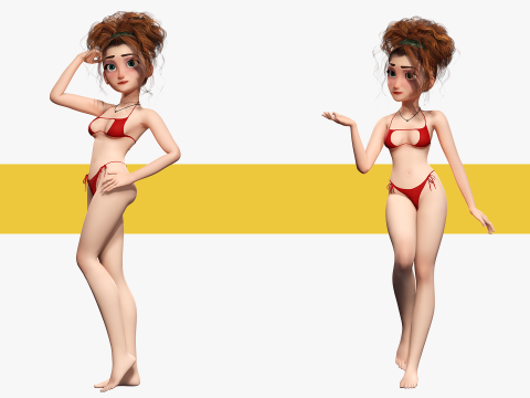Woman Bikini Rigged Character 3D Model